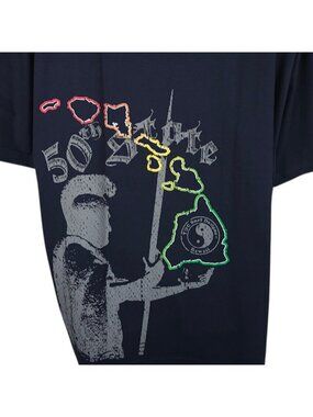 Vintage T&C Surf Designs T Shirt Mens Size 3XL Blue Y2K Tribal Hawaii 50th State